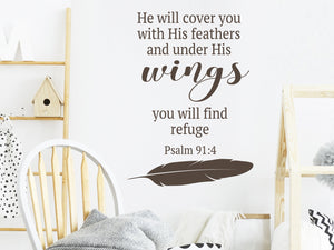 He Will Cover You With His Feathers | Wall Decal For Kids