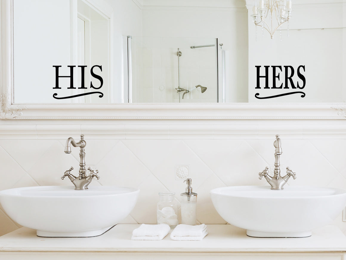 Wall decal for the bathroom mirror that says ‘bless you’ on a bathroom mirror.