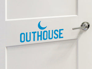 Outhouse and Moon | Bathroom Door Decal
