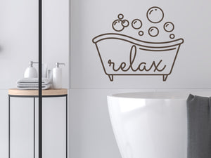 Relax (Bathtub & Bubbles) Modern | Bathroom Wall Decal