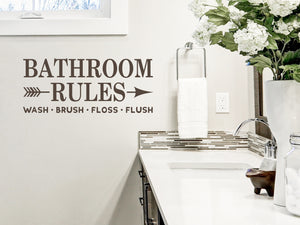 Bathroom Rules Arrow | Wash Brush Floss Flush | Bathroom Decal