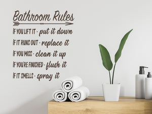 Bathroom Rules If You Lift It Put It Down Bold | Bathroom Wall Decal