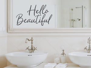 Hello Beautiful Script | Bathroom Mirror Decal