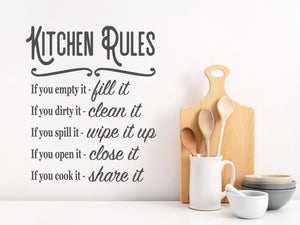 Kitchen Rules Script | Kitchen Wall Decal