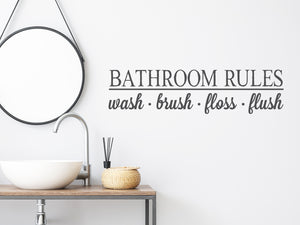 Bathroom Rules Wash Brush Floss Flush Print | Bathroom Wall Decal
