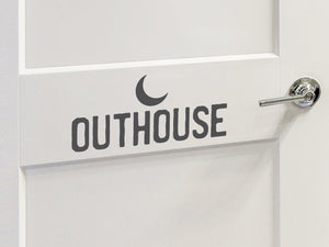 Outhouse and Moon | Bathroom Door Decal