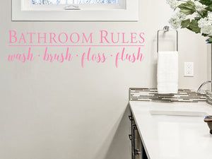 Bathroom Rules | Wash Brush Floss Flush | Bathroom Wall Decal
