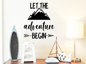 Let The Adventure Begin, Mountain and Arrow, Kids Room Wall Decal, Nursery Wall Decal, Vinyl Wall Decal, Playroom Wall Decal 