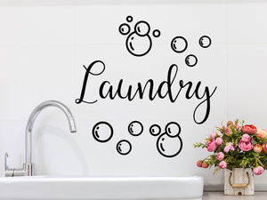 Laundry and Bubbles, Laundry Room Wall Decal, Vinyl Wall Decal, Laundry Door Decal
