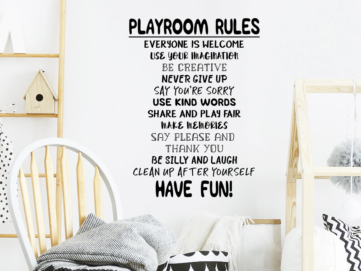 Playroom Rules, Playroom Rules Decal, Playroom Wall Decal, Kids Room Wall Decal, Nursery Wall Decal, Vinyl Wall Decal