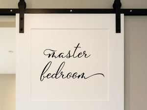 Wall decal for bedroom that says ‘master bedroom’ on a bedroom wall.