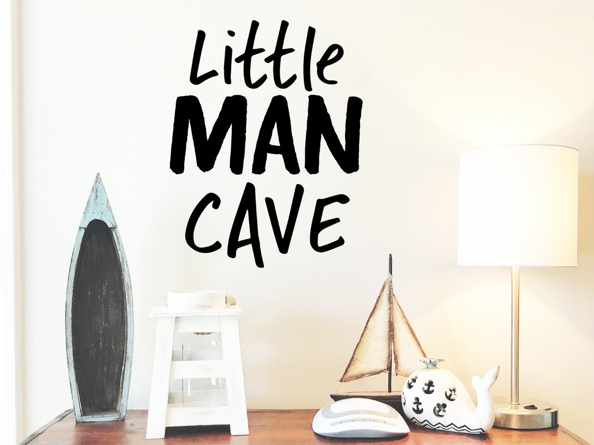 Little Man Cave, Boys Bedroom Wall Decal, Nursery Wall Decal, Vinyl Wall Decal, Playroom Wall Decal 
