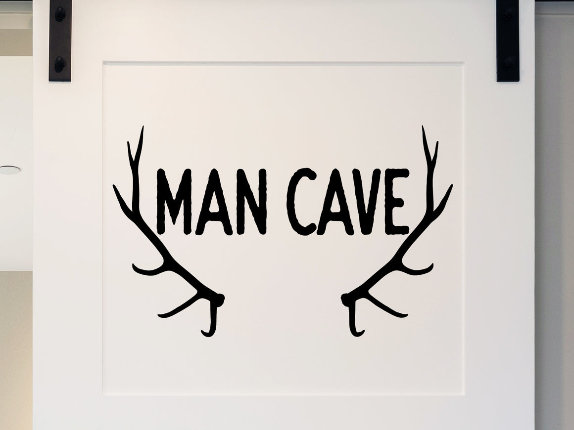 Man Cave Decal, Deer Antlers Decal, Man Room Decal, Vinyl Wall Decal 