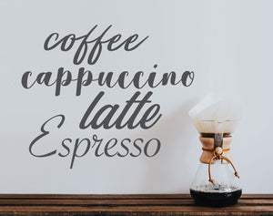 Coffee Cappuccino Latte Espresso | Kitchen Wall Decal