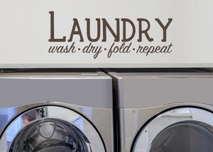 Laundry Wash Dry Fold Repeat Bold | Laundry Room Wall Decal