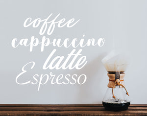 Coffee Cappuccino Latte Espresso | Kitchen Wall Decal